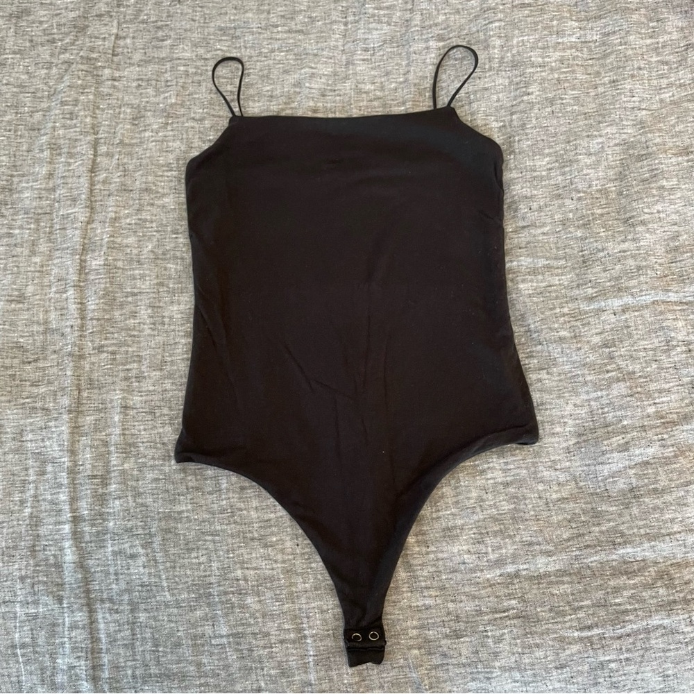 Banana Republic Black Bodysuit Sleek Spaghetti Straps XS